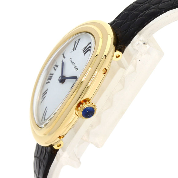 Cartier Baignoire Manufacturer Complete Watch K18 Yellow Gold/Leather Ladies ... - Picture 5 of 10